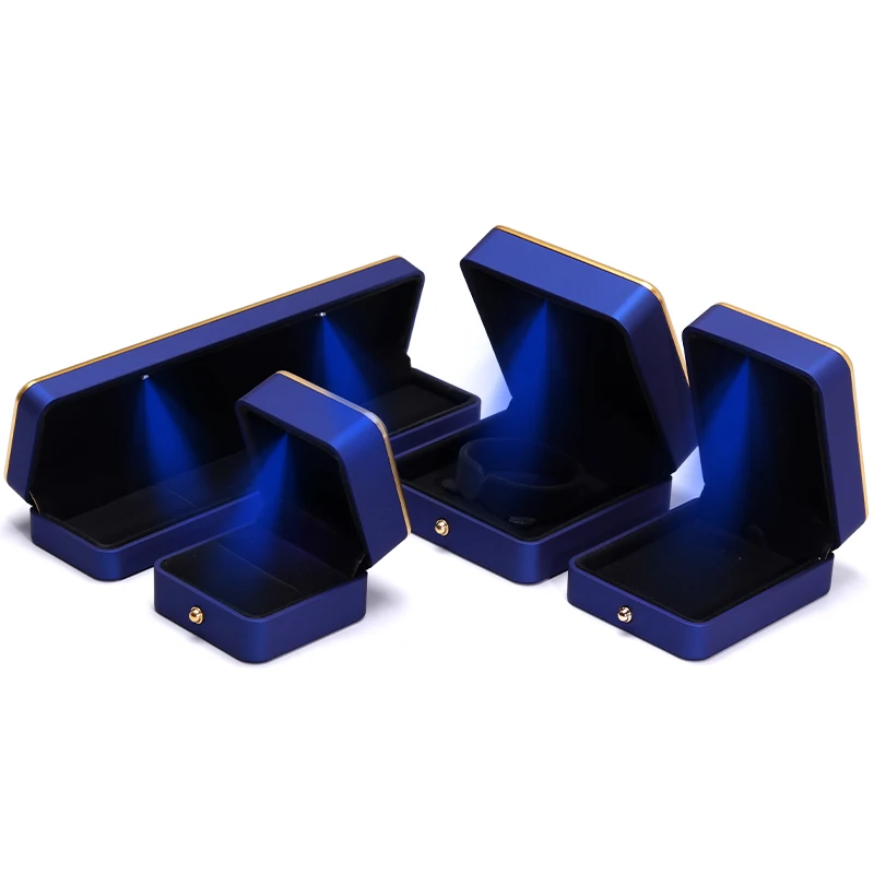high quality custom plastic spray painted led jewelry box square luxury necklace ring light blue jewelry packaging box high quality custom plastic spray painted led jewelry box square luxury necklace ring light blue jewelry packaging box