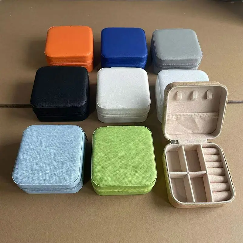 promotion mini jewelry case small jewelry storage box with zipper square pu leather jewelry box case promotion mini jewelry case small jewelry storage box with zipper square pu leather jewelry box case