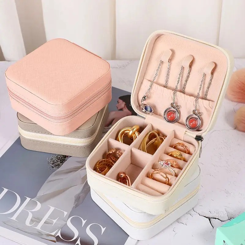 promotion mini jewelry case small jewelry storage box with zipper square pu leather jewelry box case promotion mini jewelry case small jewelry storage box with zipper square pu leather jewelry box case