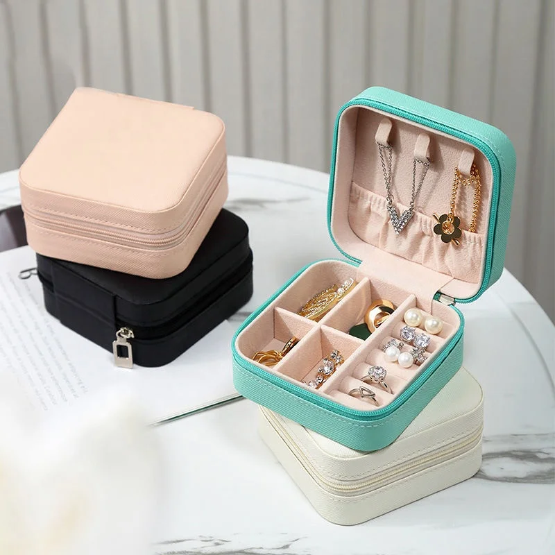 luxury custom logo small portable pu leather jewellery ring earring necklace storage case display travel jewelry organizer box luxury custom logo small portable pu leather jewellery ring earring necklace storage case display travel jewelry organizer box