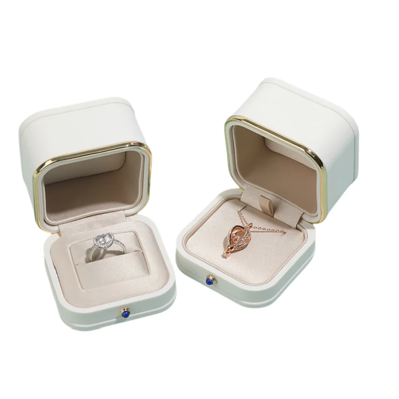 luxury white jewelry packaging storage box jewellery packing case for ring pendant necklace with golden edge luxury white jewelry packaging storage box jewellery packing case for ring pendant necklace with golden edge
