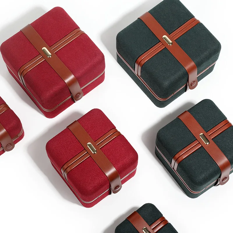 high end suede double open jewelry ring pendant bracelet necklace display jewelry packaging box in stock high end suede double open jewelry ring pendant bracelet necklace display jewelry packaging box in stock