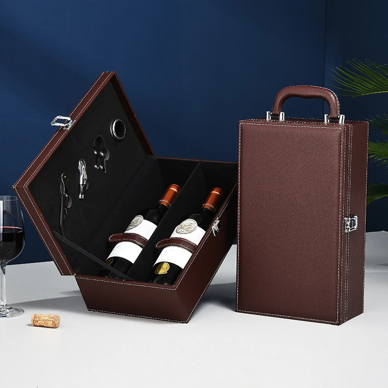 factory wholesale stock pu leather red wine gift packaging box luxury spirit champagne brandy liquor display storage case factory wholesale stock pu leather red wine gift packaging box luxury spirit champagne brandy liquor display storage case