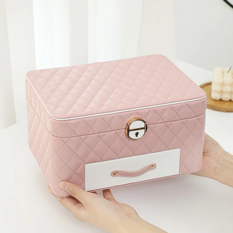 wholesale large custom pu leather jewelry necklace earring storage organizer case box with lock wholesale large custom pu leather jewelry necklace earring storage organizer case box with lock