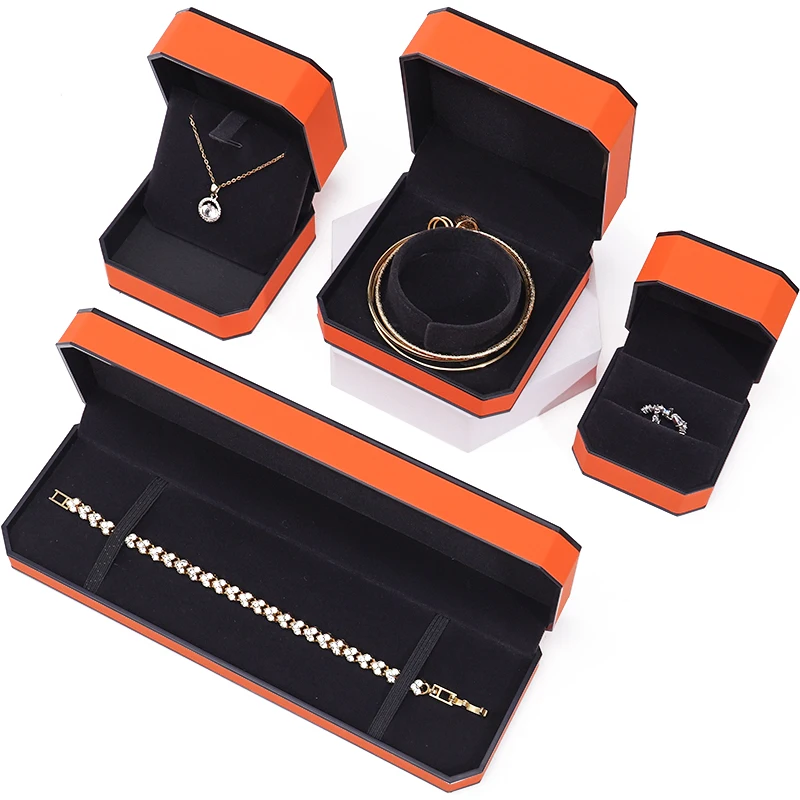 wholesale hot selling luxury custom logo velvet inside jewelry box packaging necklace earrings orange jewelry box wholesale hot selling luxury custom logo velvet inside jewelry box packaging necklace earrings orange jewelry box