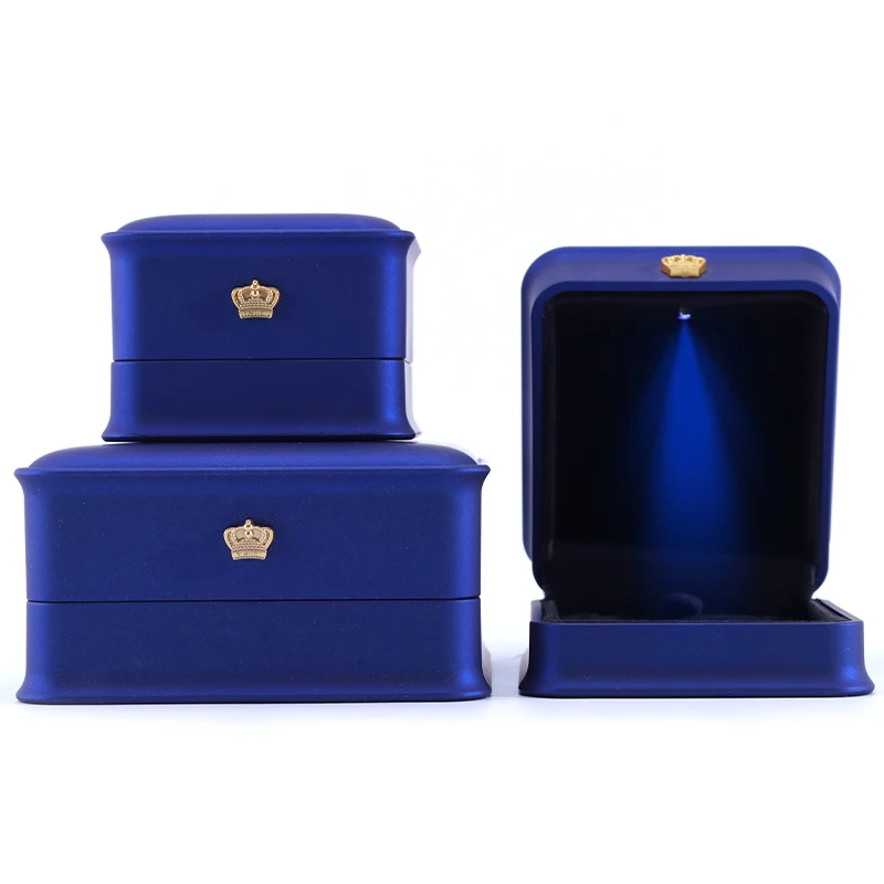 2024 luxury crown led light rectangle jewelry packaging box handmade for bracelet necklace ring blue jewelery storage box 2024 luxury crown led light rectangle jewelry packaging box handmade for bracelet necklace ring blue jewelery storage box