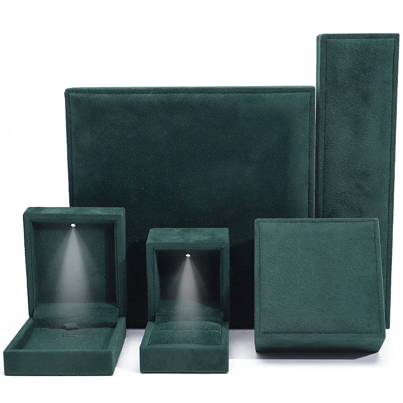 wholesale necklace bracelet ring jewelry set box jewellery packaging custom premium velvet green led light jewelry box with logo wholesale necklace bracelet ring jewelry set box jewellery packaging custom premium velvet green led light jewelry box with logo