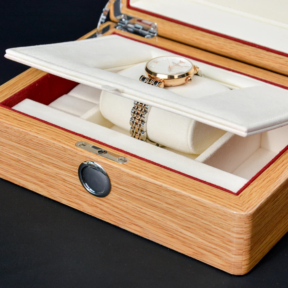 custom luxury square wood watch box with suede material personalized logo storage feature outside position custom luxury square wood watch box with suede material personalized logo storage feature outside position