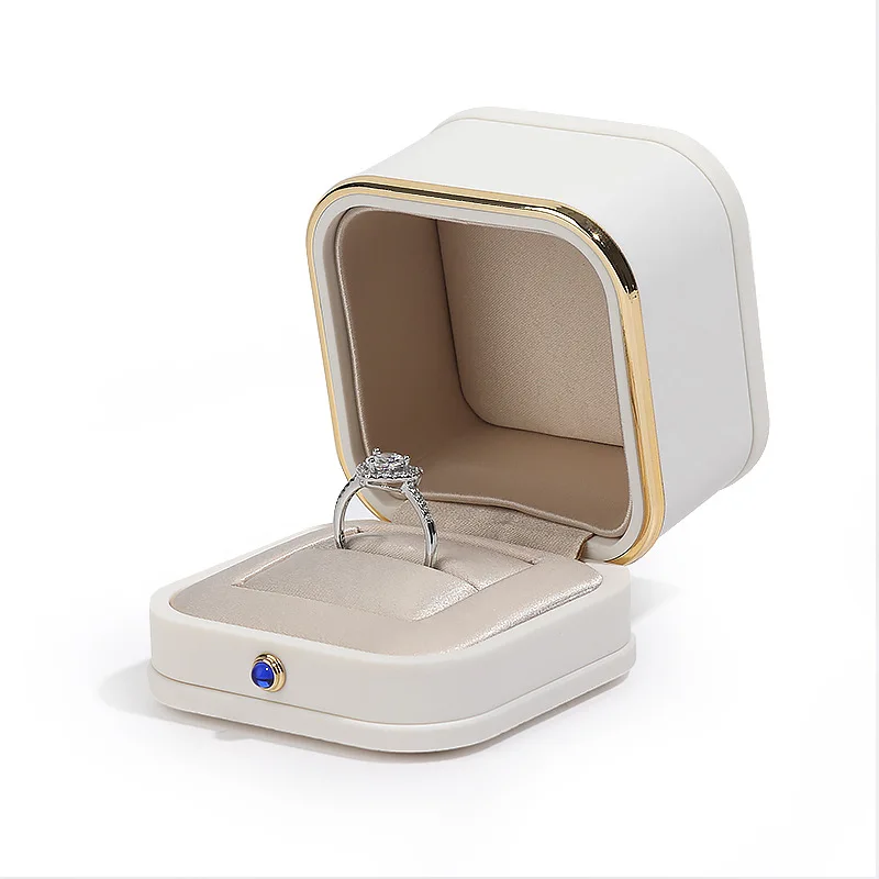 luxury white jewelry packaging storage box jewellery packing case for ring pendant necklace with golden edge luxury white jewelry packaging storage box jewellery packing case for ring pendant necklace with golden edge