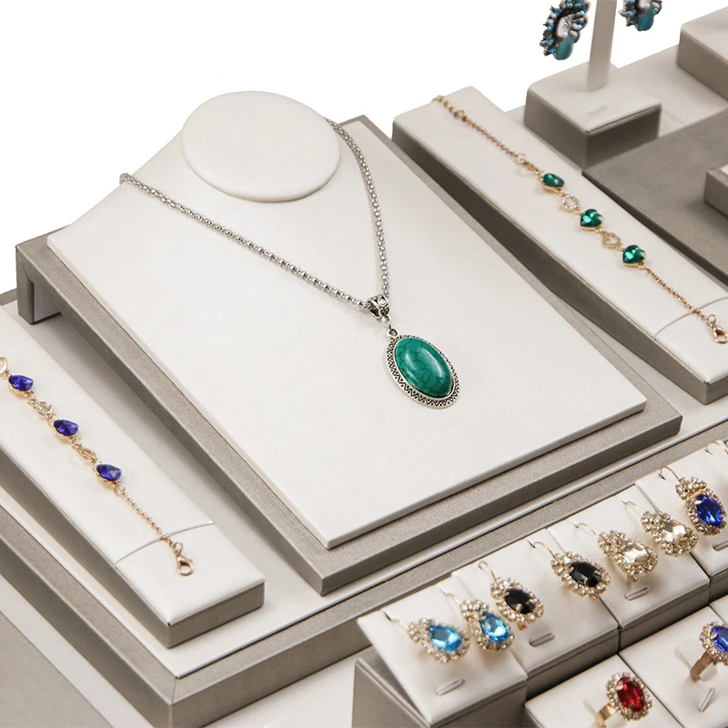 luxury pu leather necklace earring bracelet ring jewellery ornaments stand holder custom jewelry display set custom luxury pu leather necklace earring bracelet ring jewellery ornaments stand holder custom jewelry display set custom