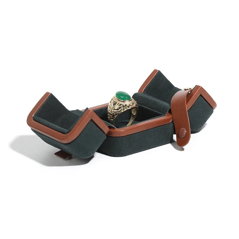 high end suede double open jewelry ring pendant bracelet necklace display jewelry packaging box in stock high end suede double open jewelry ring pendant bracelet necklace display jewelry packaging box in stock