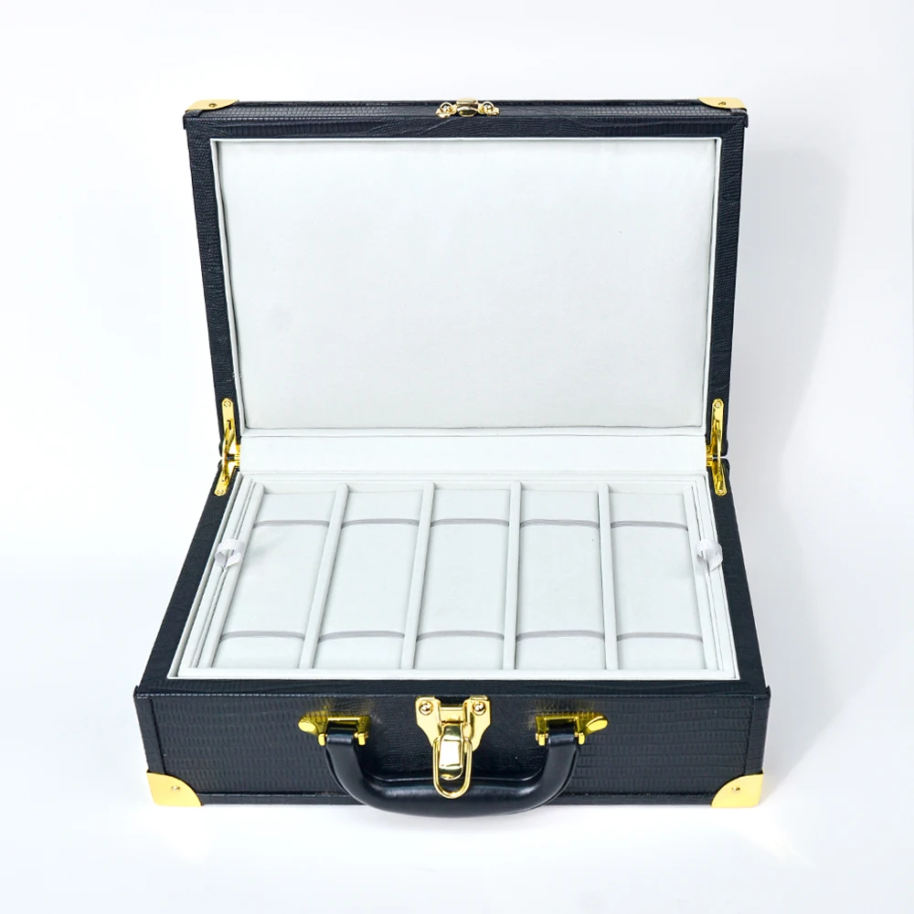 wholesale luxury black pu leather watch suitcase display box custom high end handmade square storage solution wholesale luxury black pu leather watch suitcase display box custom high end handmade square storage solution