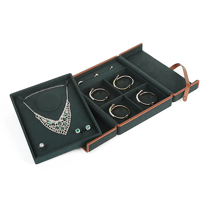 high end suede double open jewelry ring pendant bracelet necklace display jewelry packaging box in stock high end suede double open jewelry ring pendant bracelet necklace display jewelry packaging box in stock