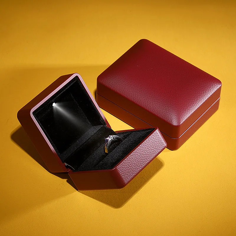 custom logo led ring pendant necklace jewellery storage packaging gift case jewelry box with light custom logo led ring pendant necklace jewellery storage packaging gift case jewelry box with light