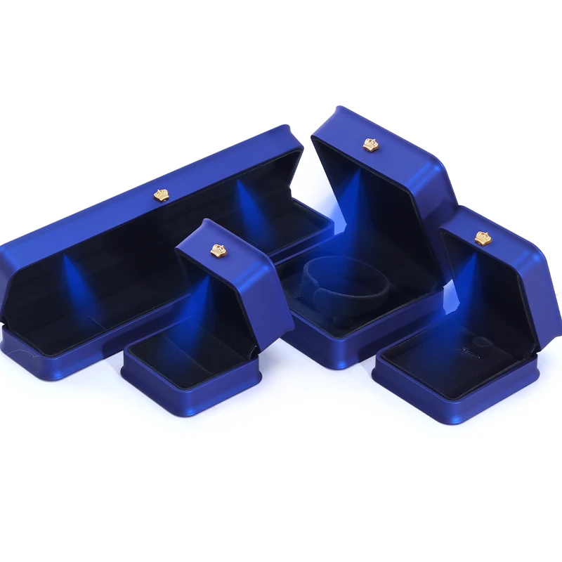2024 luxury crown led light rectangle jewelry packaging box handmade for bracelet necklace ring blue jewelery storage box 2024 luxury crown led light rectangle jewelry packaging box handmade for bracelet necklace ring blue jewelery storage box