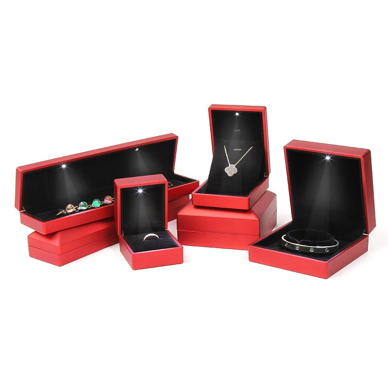 luxury high quality velvet material ring jewellery boxes with led light customized luxury wedding jewelry packaging luxury high quality velvet material ring jewellery boxes with led light customized luxury wedding jewelry packaging