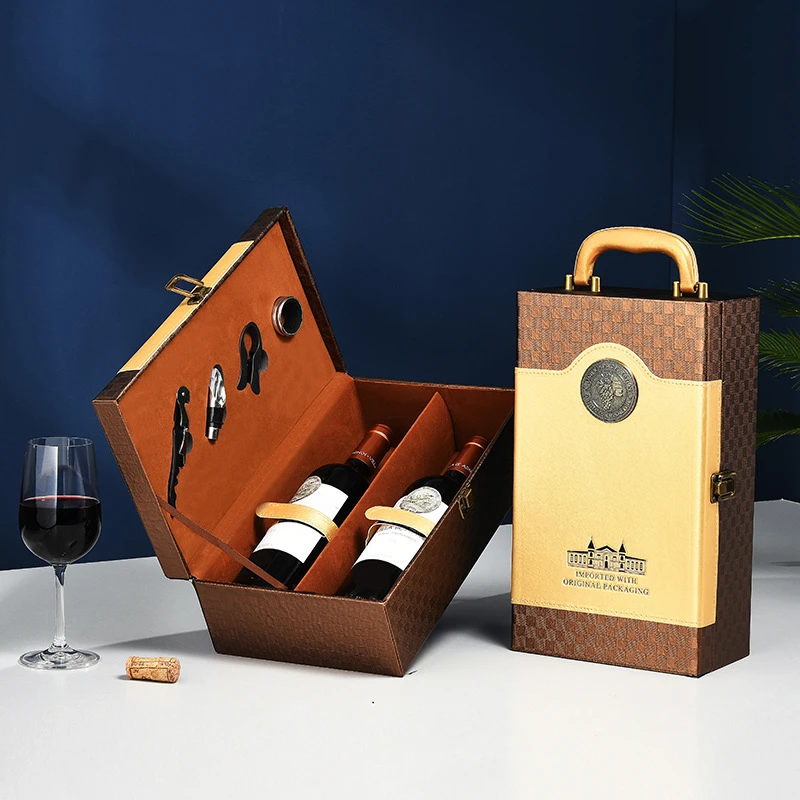 factory wholesale stock pu leather red wine gift packaging box luxury spirit champagne brandy liquor display storage case factory wholesale stock pu leather red wine gift packaging box luxury spirit champagne brandy liquor display storage case