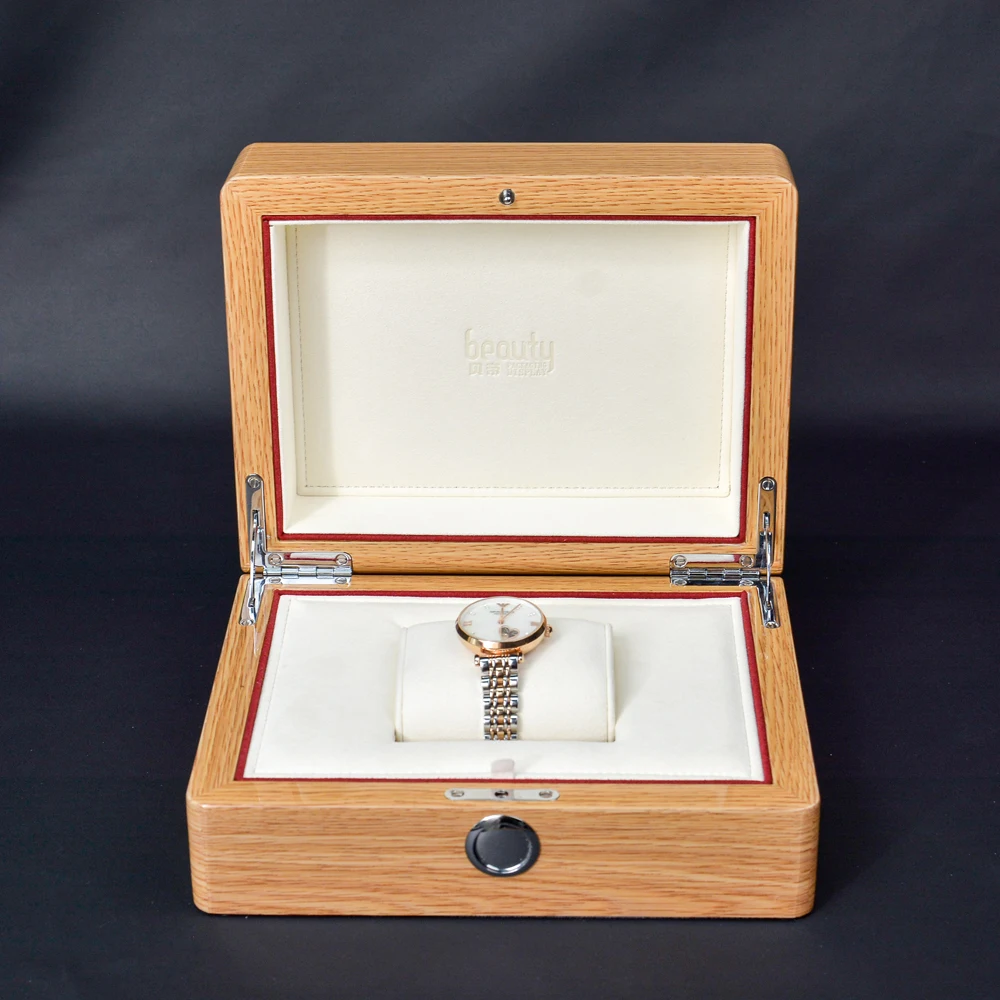 custom luxury square wood watch box with suede material personalized logo storage feature outside position custom luxury square wood watch box with suede material personalized logo storage feature outside position